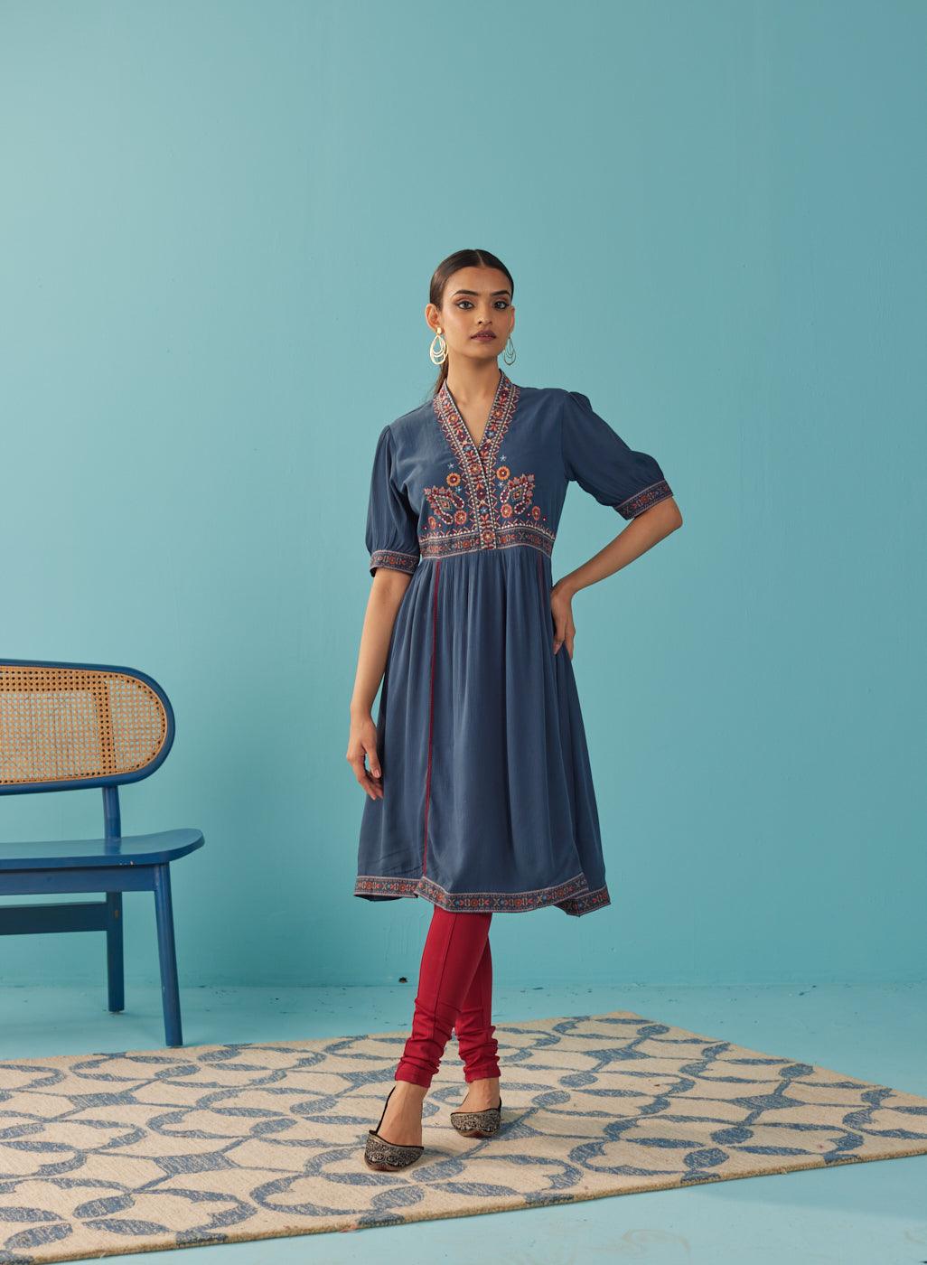 Highly Breathable And Comfortable Casual Blue Printed Denim Kurti  Decoration Material: Laces at Best Price in Ajmer | Royal Creation
